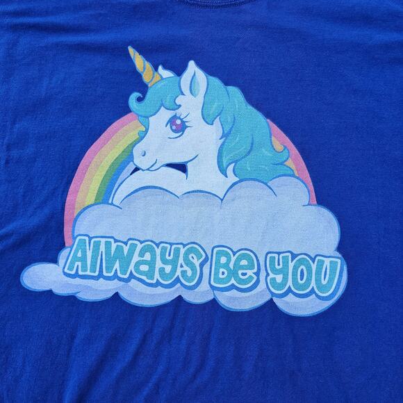 Blue Unicorn Tshirt Plus Size 2xl Rainbow Always Be You Graphic Fruit Loom - Picture 1 of 8